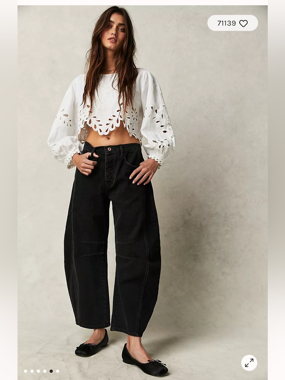 We the Free Good Luck Barrel Jeans  33 short Black Cropped Ankle Jeans